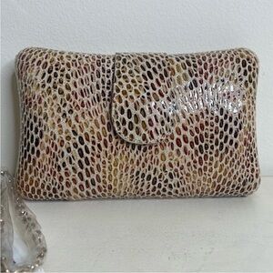 Snakeskin Clutch New with Silver Chain
